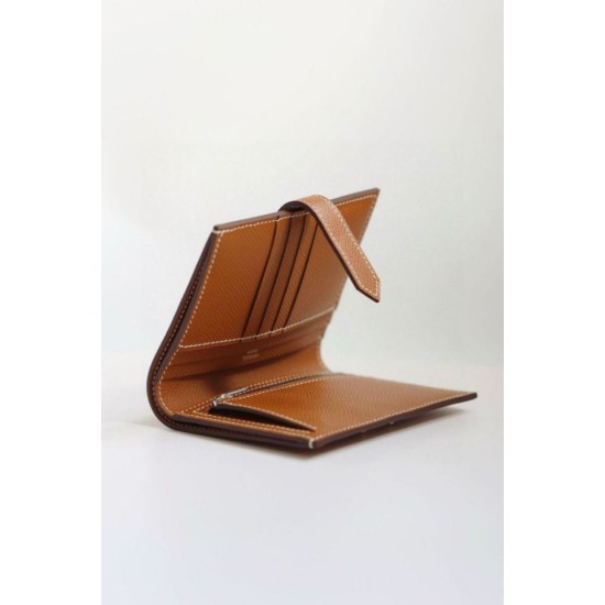 Replica Portafoglio compatto Hermès Bearn fatto a mano in pelle di vitello Epsom oro imitazione Falso Replica Portafoglio compatto Hermès Bearn fatto a mano in pelle di vitello Epsom oro imitazione Falso