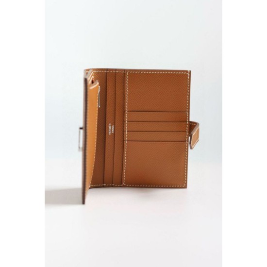 Replica Portafoglio compatto Hermès Bearn fatto a mano in pelle di vitello Epsom oro imitazione Falso Replica Portafoglio compatto Hermès Bearn fatto a mano in pelle di vitello Epsom oro imitazione Falso