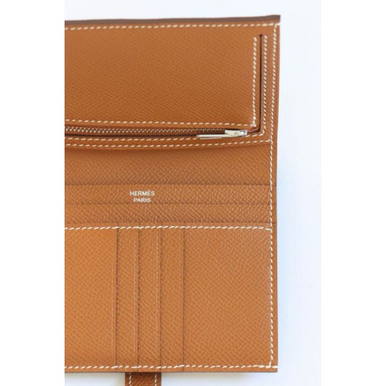 Replica Portafoglio compatto Hermès Bearn fatto a mano in pelle di vitello Epsom oro imitazione Falso Replica Portafoglio compatto Hermès Bearn fatto a mano in pelle di vitello Epsom oro imitazione Falso