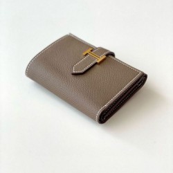 Replica Portafoglio Hermes Bearn ripiegabile fatto a mano Taupe Epsom imitazione Outlet
