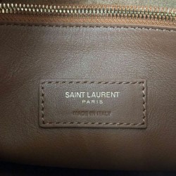 YSL Saint Laurent Le 5 A 7 Supple Small In Pelle Scamosciata Caffè