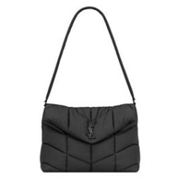 YSL Saint Laurent Puffer Messenger Borsa In Nylon Rigenerato Econyl Nero