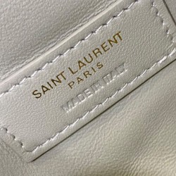 Pochette YSL Saint Laurent Gaby con cerniera in pelle di agnello trapuntata color crema