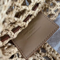 YSL Saint Laurent Oxalis Borsa In Rafia Macrame Albicocca