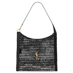 Borsa YSL Saint Laurent Oxalis in rafia macramè nera