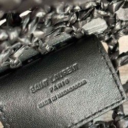 Borsa YSL Saint Laurent Oxalis in rafia macramè nera