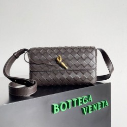 Borsa a tracolla Mini Andiamo Bottega Veneta agnello intrecciata fondente
