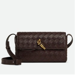 Borsa a tracolla Mini Andiamo Bottega Veneta agnello intrecciata fondente
