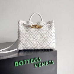 Borsa Andiamo piccola di Bottega Veneta agnello intrecciata bianca