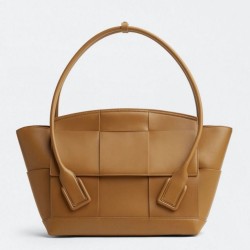 Borsa Bottega Veneta Arco Media Vitello Intrecciato Caramello
