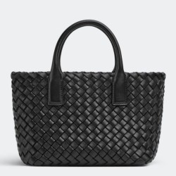 Borsa Bottega Veneta Mini Cabat agnello intrecciata nera