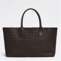 Borsa Cabat media Bottega Veneta Intrecciato fondente agnello