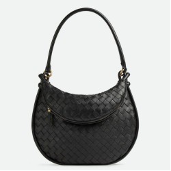 Borsa Bottega Veneta Gemelli Media Agnello Intrecciato Nera