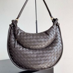 Borsa grande Bottega Veneta Gemelli agnello intrecciata fondente