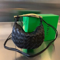 Borsa Mini Bottega Veneta Sardine agnello intrecciata nera