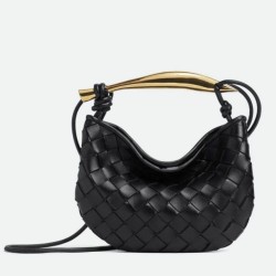 Borsa Mini Bottega Veneta Sardine agnello intrecciata nera