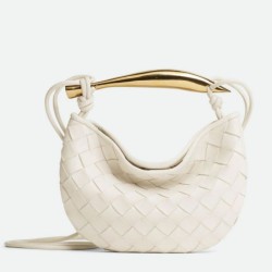 Bottega Veneta Mini Borsa Sardine agnello intrecciata bianca