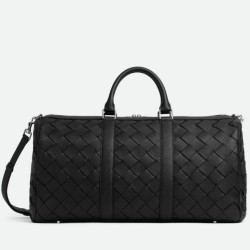 Borsone medio Bottega Veneta vitello martellata intrecciata nera