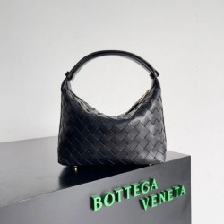 Borsa Bottega Veneta Mini Wallace vitello intrecciata nera