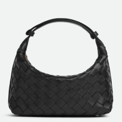 Borsa Bottega Veneta Mini Wallace vitello intrecciata nera