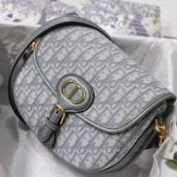 Borsa media Dior Bobby tela Dior Oblique grigia