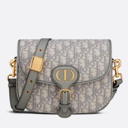 Borsa media Dior Bobby tela Dior Oblique grigia