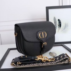 Borsa grande Dior Bobby vitello martellata nera