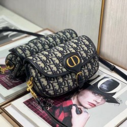 Borsa Dior Bobby East-West tela Dior Oblique blu