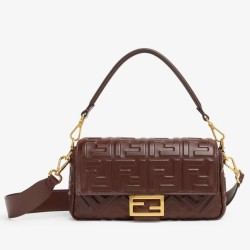 Borsa media Fendi Baguette nappa bordeaux FF