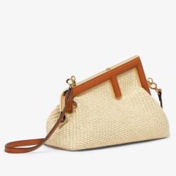 Borsa piccola Fendi First paglia di rafia naturale