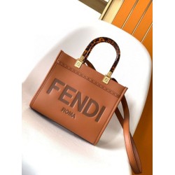Borsa tote piccola Fendi Sunshine marrone vitello Borsa tote piccola Fendi Sunshine marrone vitello