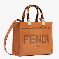 Borsa tote piccola Fendi Sunshine marrone vitello