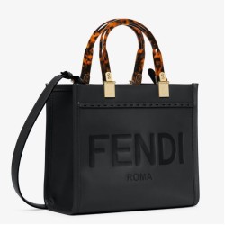 Borsa tote piccola Fendi Sunshine vitello nera