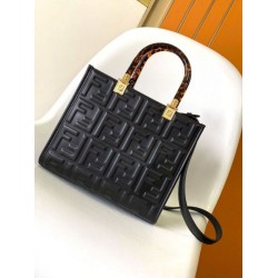 Borsa tote piccola Fendi Sunshine vitello FF nera Borsa tote piccola Fendi Sunshine vitello FF nera