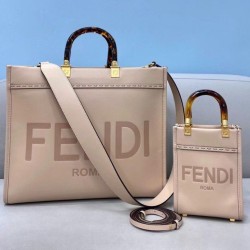 Borsa shopper media Fendi Sunshine vitello beige