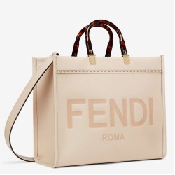 Borsa shopper media Fendi Sunshine vitello beige