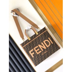 Borsa tote media Fendi Sunshine tessuto jacquard FF marrone Borsa tote media Fendi Sunshine tessuto jacquard FF marrone