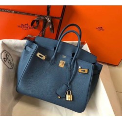 Borsa Hermes Birkin 25cm blu agata Clemence Borsa Hermes Birkin 25cm blu agata Clemence