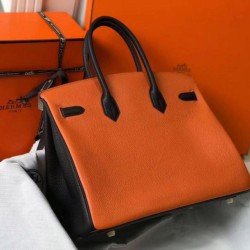 Hermes Birkin Tri-Color 35cm Borsa Arancione/Bianco/Nero Clemence
