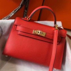 Hermes Kelly Mini II Borsa Rouge Casaque Epsom