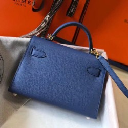 Hermes Kelly Mini II Borsa Blue Agate Epsom