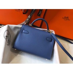 Hermes Kelly Mini II Borsa Blue Agate Epsom Hermes Kelly Mini II Borsa Blue Agate Epsom