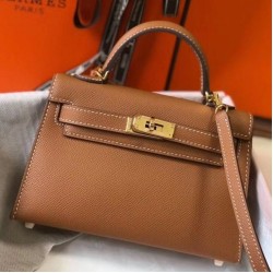 Hermes Kelly Mini II Borsa Gold Epsom