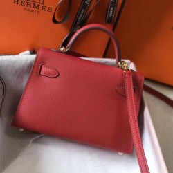 Hermes Kelly Mini II Borsa Rouge Vif Epsom