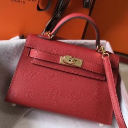 Hermes Kelly Mini II Borsa Rouge Vif Epsom