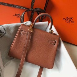 Borsa Hermes Mini Kelly 20cm marrone Clemence