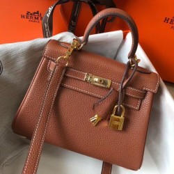 Borsa Hermes Mini Kelly 20cm marrone Clemence