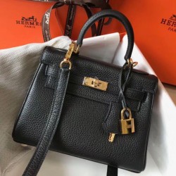 Borsa Hermes Mini Kelly 20cm nera Clemence