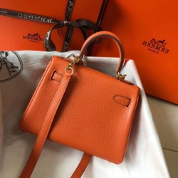 Hermes Mini Kelly 20cm Borsa Arancione Clemence