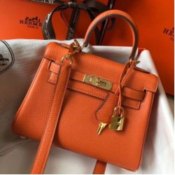 Hermes Mini Kelly 20cm Borsa Arancione Clemence